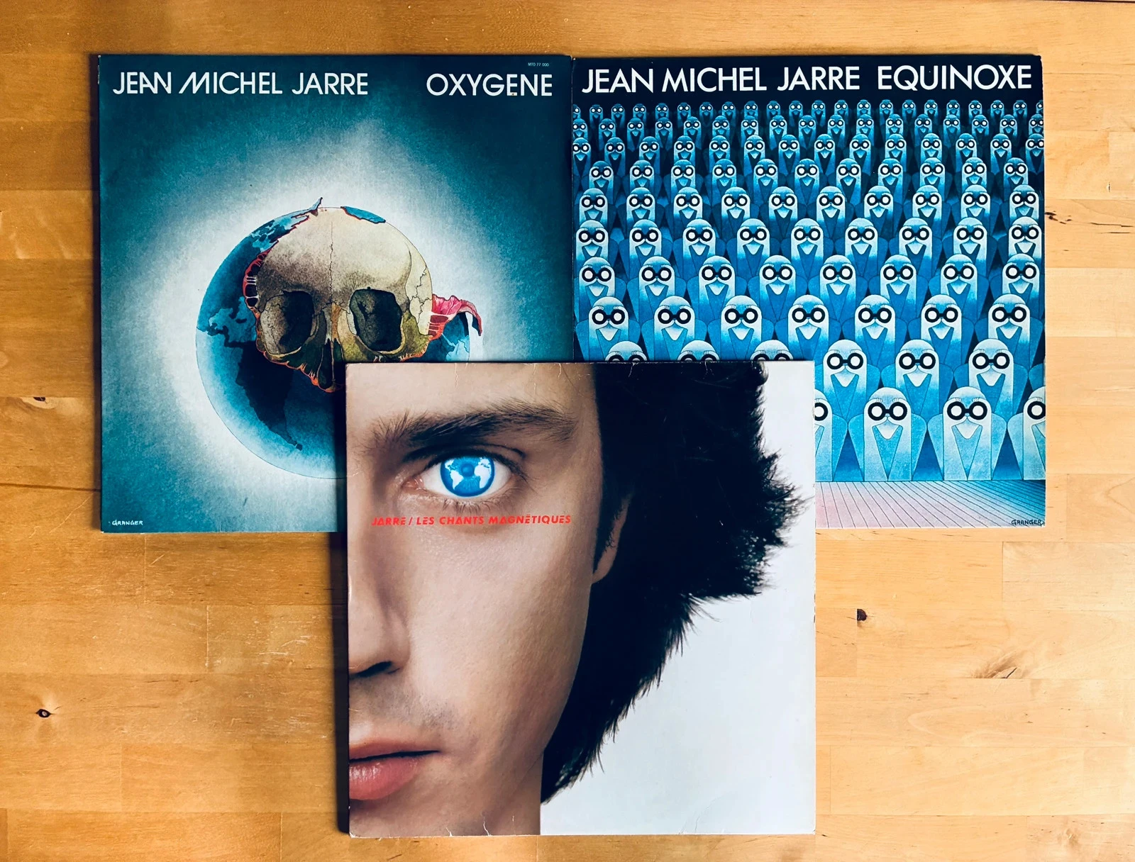 Lot 3 disques vinyles 33T Jean-Michel Jarre: Oxygène/Equinoxe/Les Chants Magnétiques.